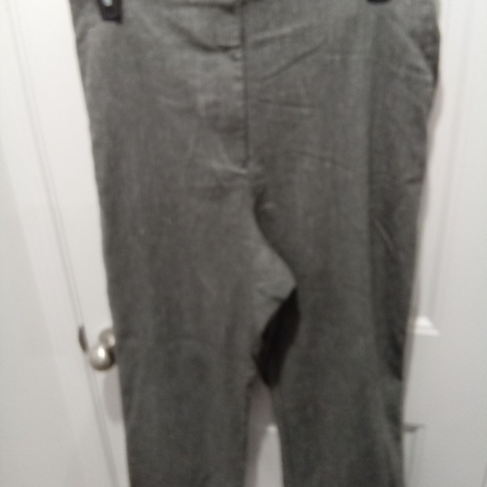 Loft Plus S 14 Gray & White Tweed Linen Straight Leg Capris 26" Inseam